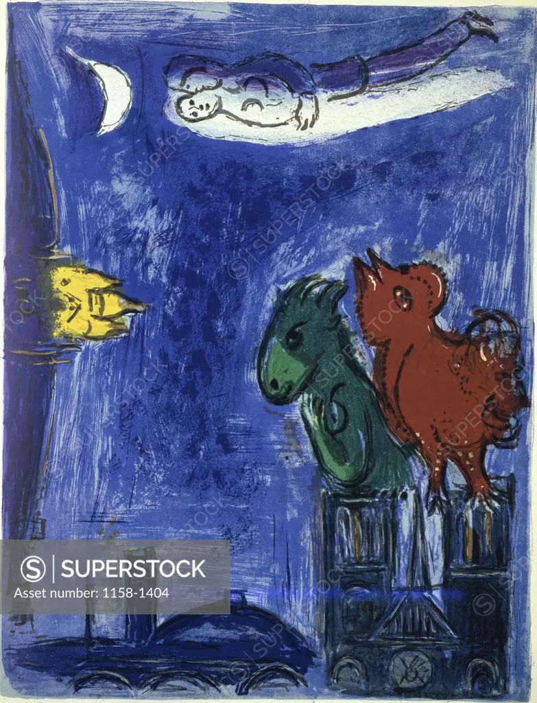 Paris at Night by Marc Chagall, 1887-1985, France, Paris