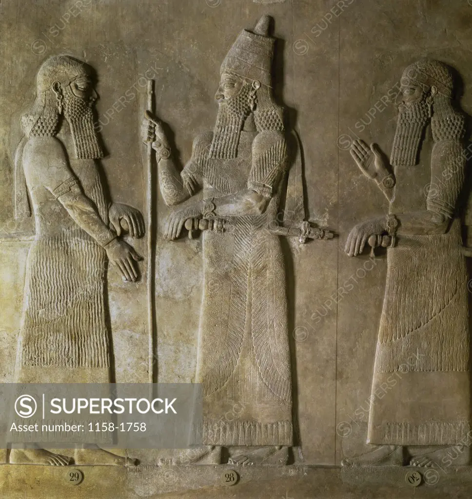 Sargon II and the Civil Servants  Mesopotamian Art  Musee du Louvre, Paris 