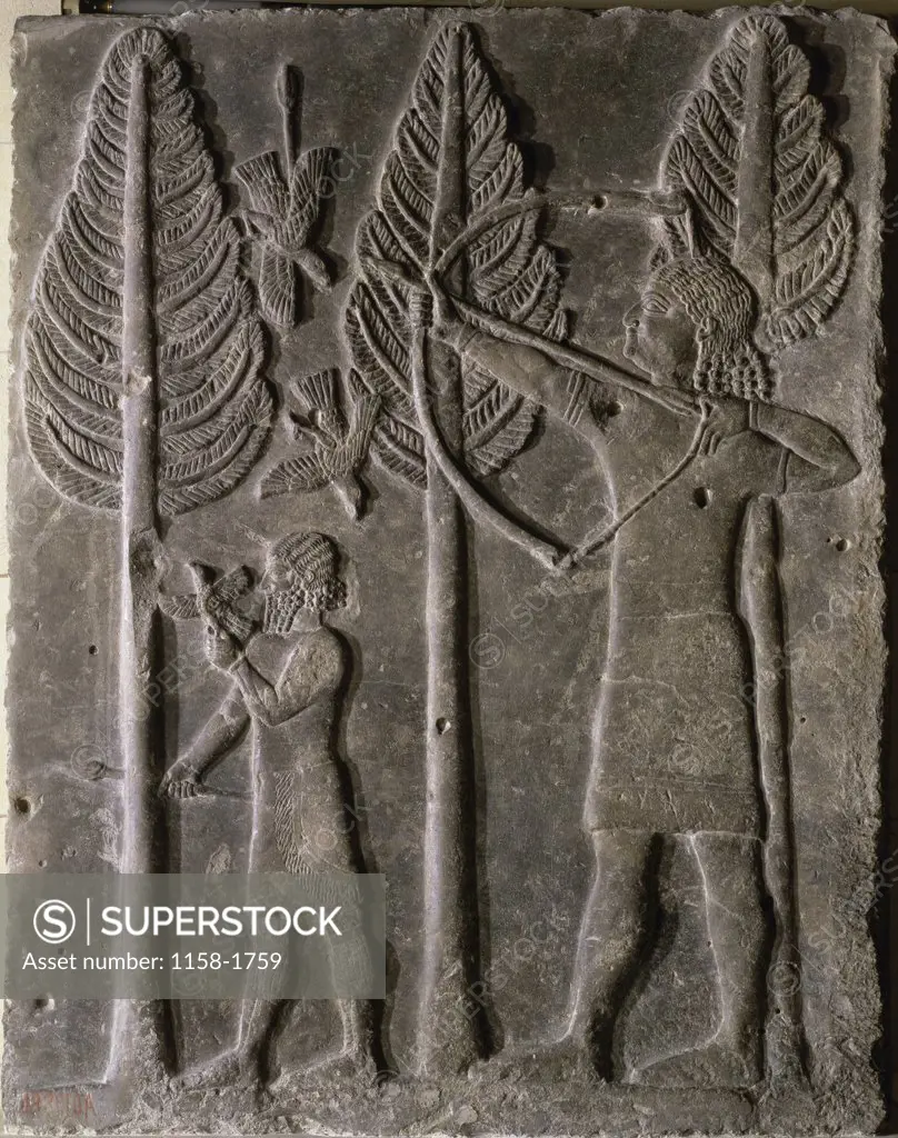 Relief:  Hunting Scene  Mesopotamian Art  Musee du Louvre, Paris 