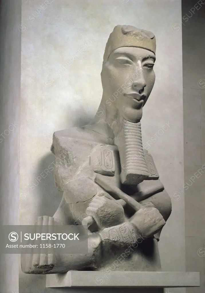 Bust of Akhenaton  Egyptian Art  Musee du Louvre, Paris