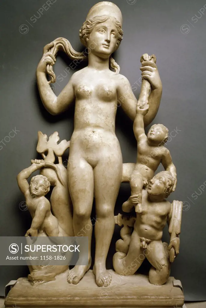 Venus, Two Cupids, and a Triton, sculpture