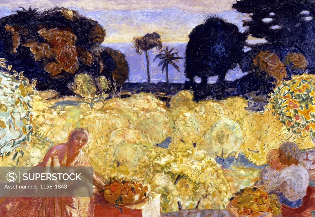 Woman And Children In Yellow Landscape by Pierre Bonnard, (1867-1947), Akram Ojjeh Collection