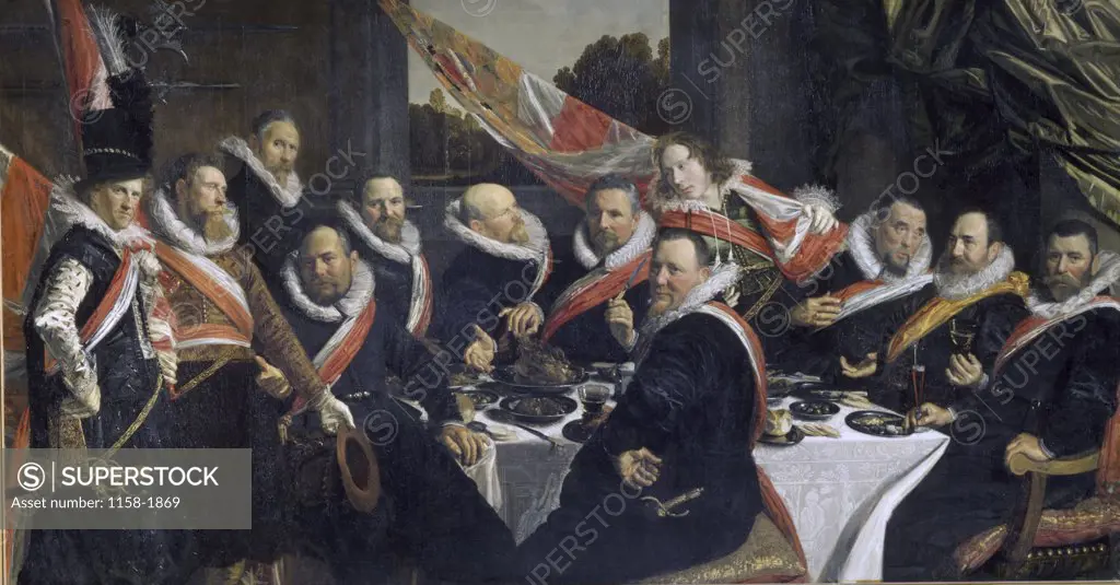 Banquet of the Officers of St. George by Frans Hals, 1616, (Circa 1581-1666), Holland, Haarlem, Museum Franz Hals