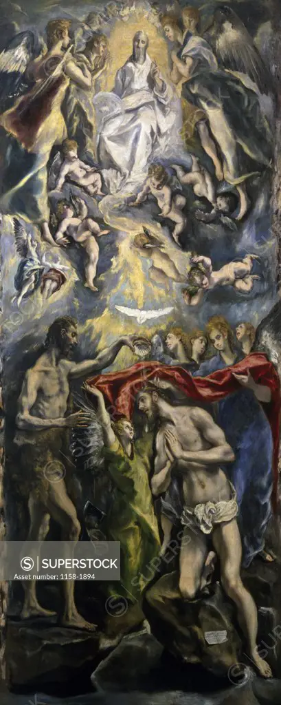 The Baptism of Christ by El Greco,  (1541-1614),  Spain,  Madrid,  Museo del Prado
