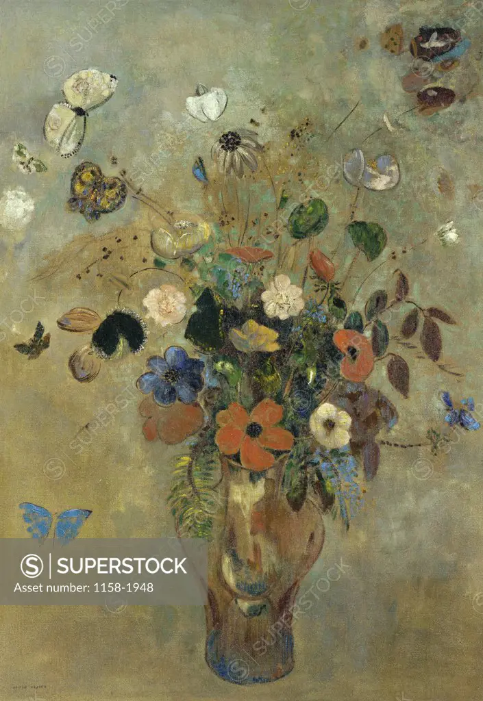 Bouquet of Flowers with Butterflies  Odilon Redon (1840-1916/French)  Private Collection Bloch, Santa Monica, California 