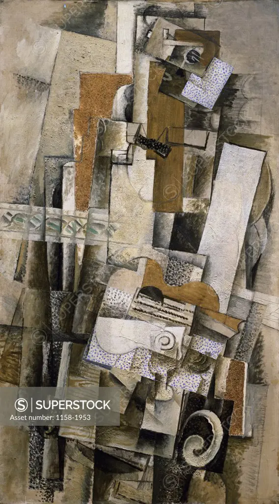 The Man with a Guitar by Georges Braque, 1910, 1882-1963, France, Paris, Centre Georges Pompidou, Musee National d'Art Moderne