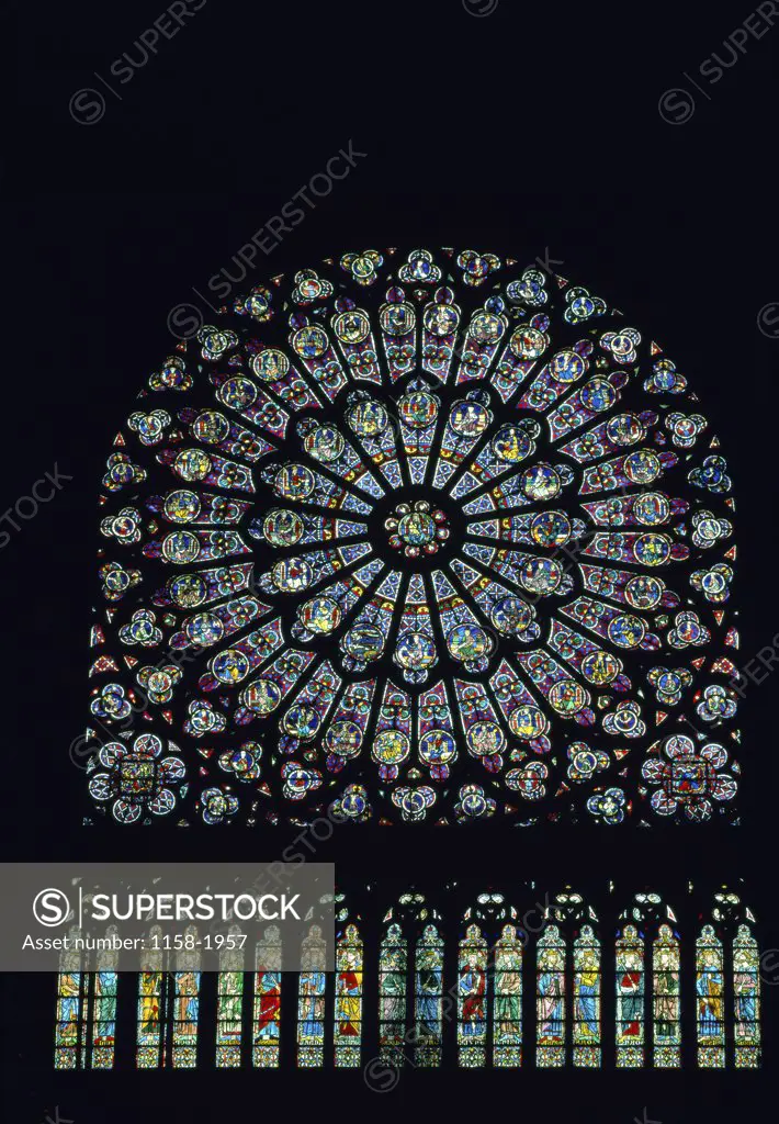 Rose Window Rosace Stained Glass Notre Dame  De Paris 