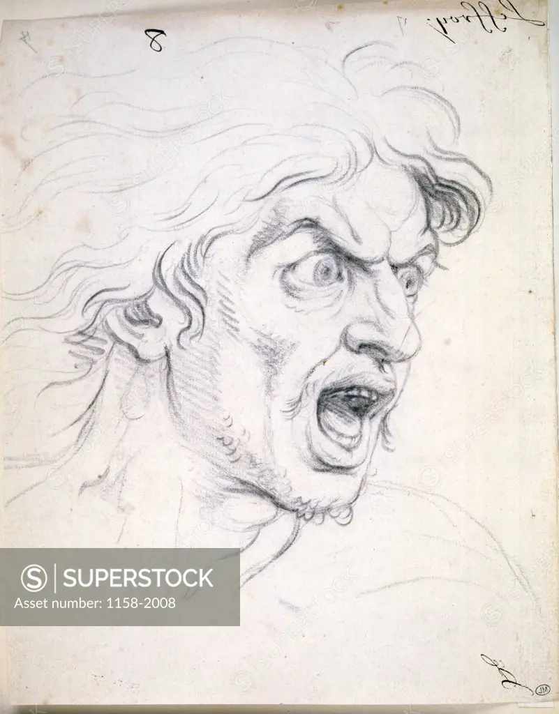 Face of Expression-The Terror by Charles Le Brun, (1619-1690), France, Paris, Musee du Louvre