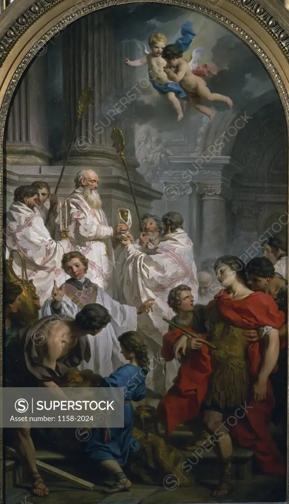 Mass of Saint Bazille by Eustache Le Sueur,  (1617-1655),  France,  Paris,  Musee du Louvre