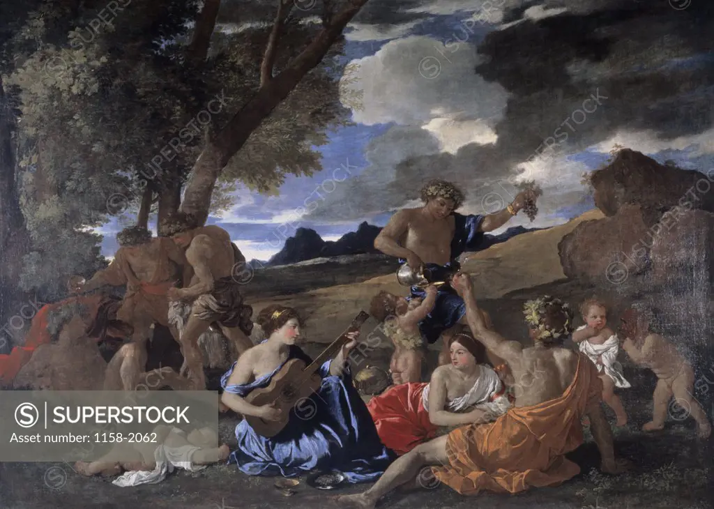 The Andrians, Known as the Great Bacchanal with Woman Playing a Lute  Nicolas Poussin (1594-1665/French)  Musee du Louvre, Paris 