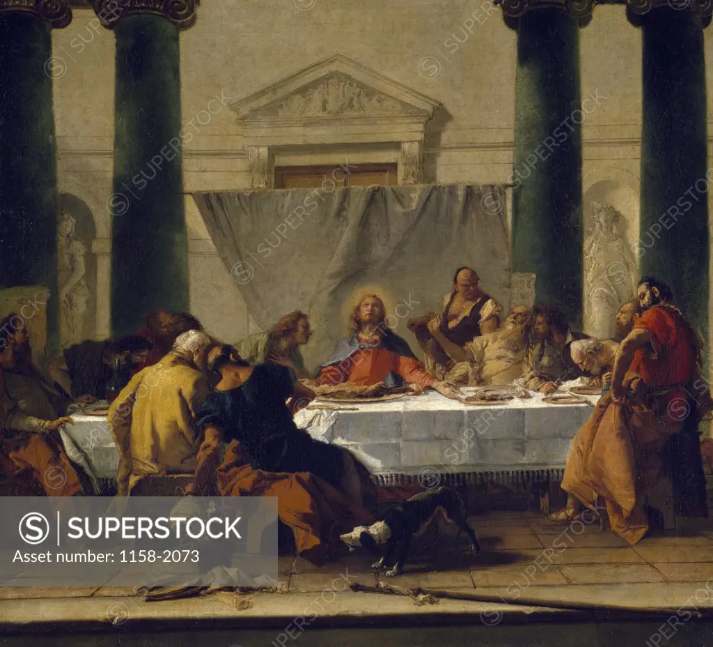 The Last Supper by Giovanni Battista Tiepolo,  18th Century,  (1696-1770),  France,  Paris,  Musee du Louvre