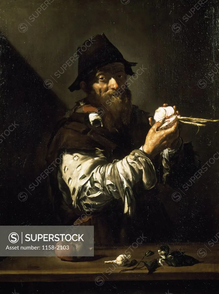 Old Man with Onions by Jusepe De Ribera, (1591-1652)