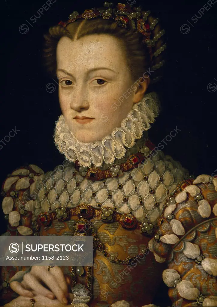 Portrait of Elisabeth of Austria by Francois Clouet,  oil on canvas,  (1510-1572),  France,  Paris,  Musee du Louvre