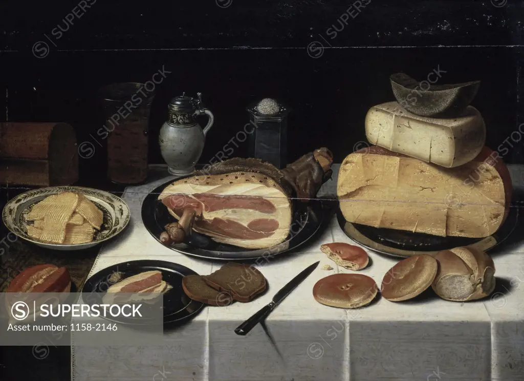 Still Life with Ham  17th C.  Floris van Schooten (c. 1590/Dutch)  Musee du Louvre, Paris 