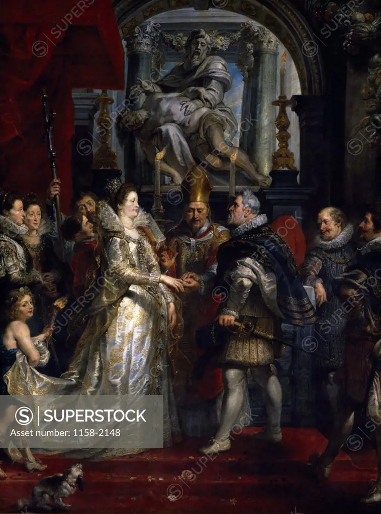The Marriage in Florence,  Life of Marie de Medici Queen of France by Peter Paul Rubens,  1622,  (1577-1640),  France,  Paris,  Musee du Louvre