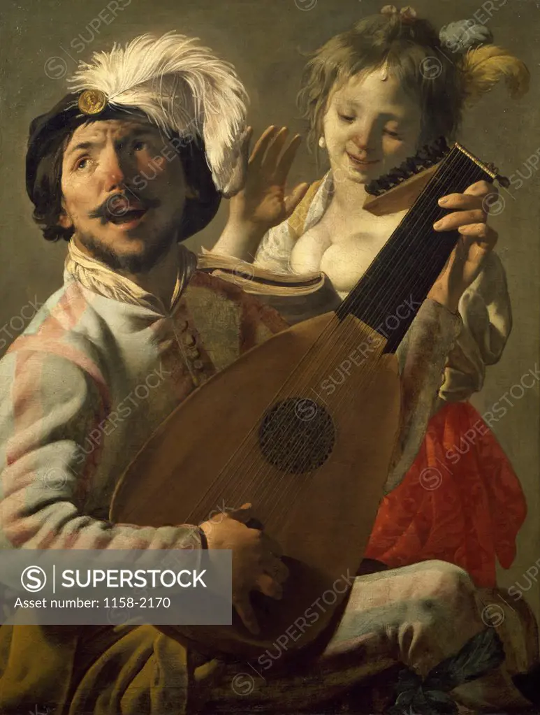 The Duet by Hendrick ter Brugghen, oil on canvas, 1628, (1588-1629), France, Paris, Musee du Louvre