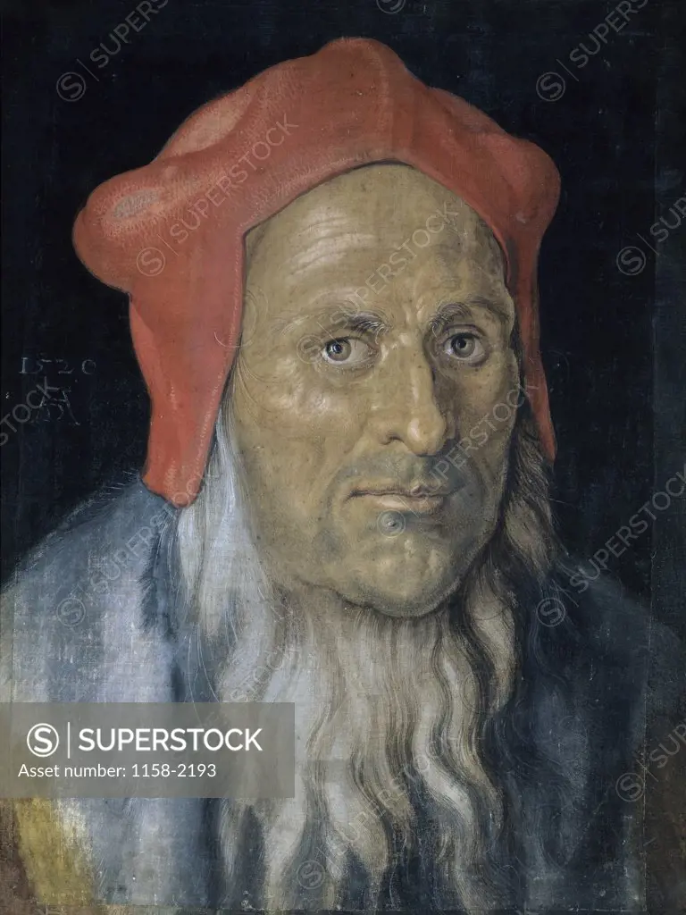 Portrait of a Bearded Man with a Red Hat  Albrecht Du'rer (1471-1528/German)  Musee du Louvre, Paris 