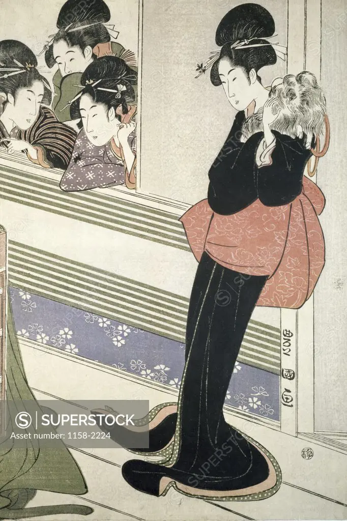Yong women, Japanese woodcut
