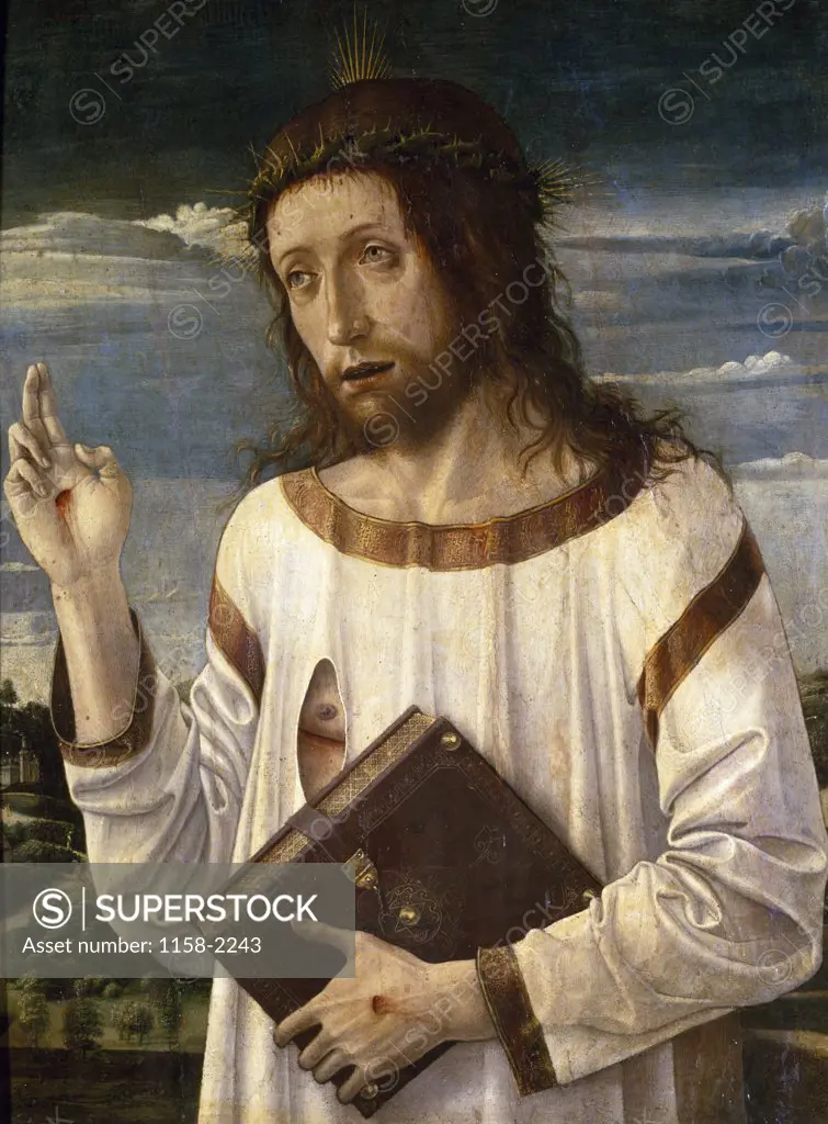 Christ Blessing by Giovanni Bellini,  Circa 1460,  (Circa 1430-1516),  France,  Paris,  Musee du Louvre