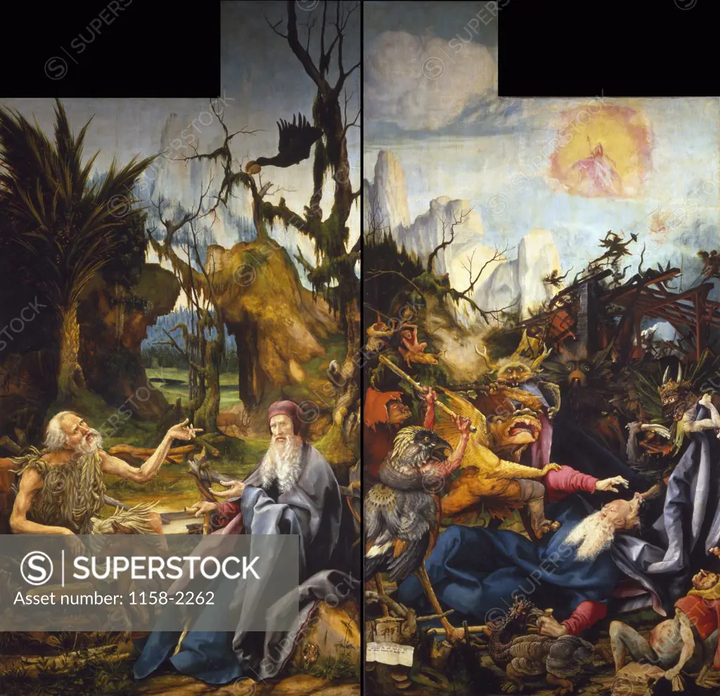 Isenheim Altarpiece with The Temptation of Saint Anthony by Matthias Grunewald,  Circa 1510,  (Circa 1480-1528),  France,  Colmar,  Musee Unterlinden