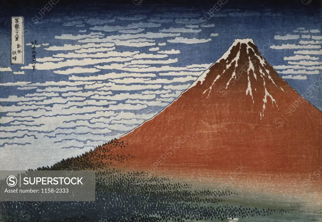 Fuji In Clear Weather  Katsushika Hokusai (1760-1849/Japanese) Woodcut print British Museum, London, England 