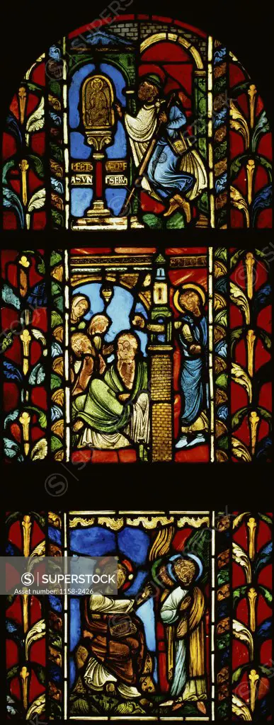 Legend of St. Nicholas Temptation of Christ  Stained Glass  Provt Cathedrale of Troyes  