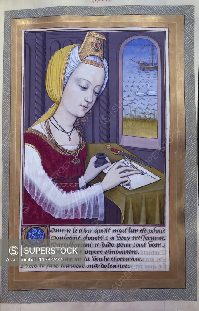Portrait of a Woman manuscript by Robert Testard, manuscript, France, Paris, Bibliotheque Nationale
