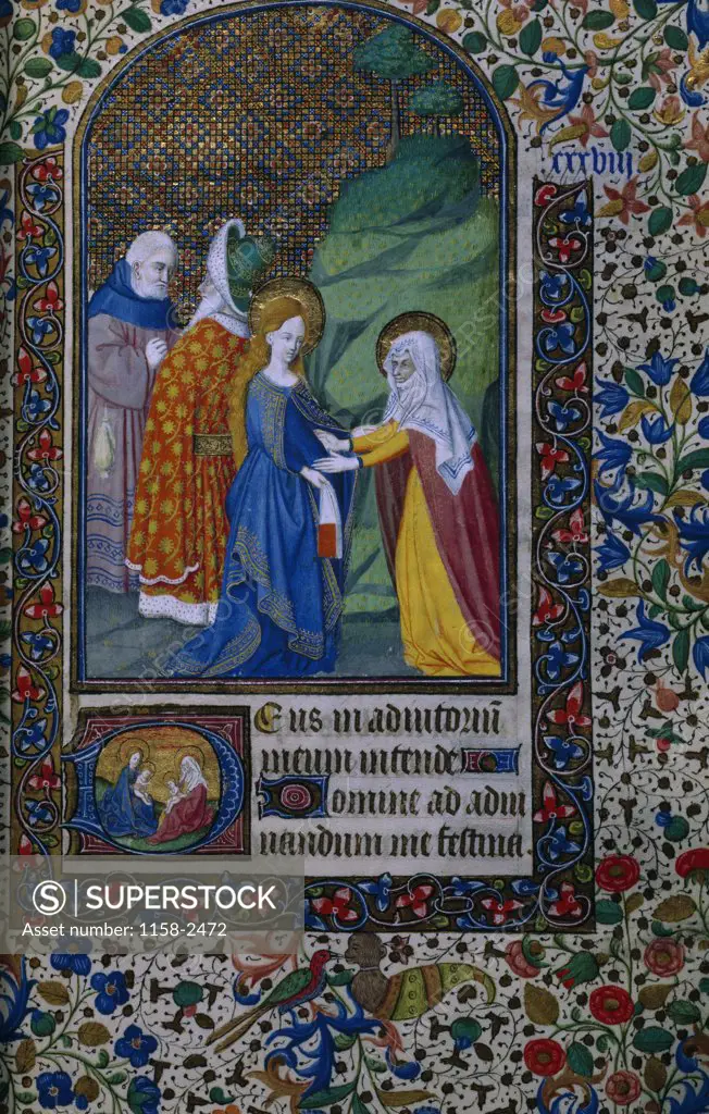 Visit of Elizabeth to Mary, manuscript, France, Paris, Bibliotheque Nationale