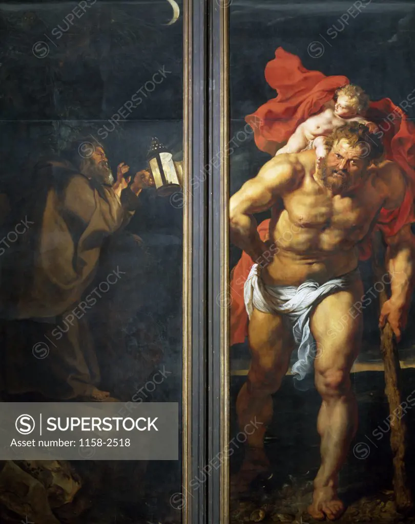 Descent from the Cross Triptych: Saint Christopher and an Unknown Saint by Peter Paul Rubens,  (1577-1640)