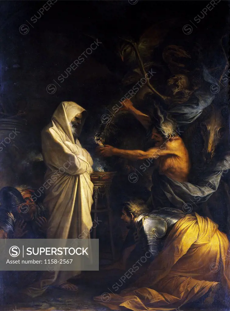 Ghost of Samuel Called Before Saul by the Witch of Endor by Salvator Rosa,  (1615-1673),  Paris,  Musee du Louvre