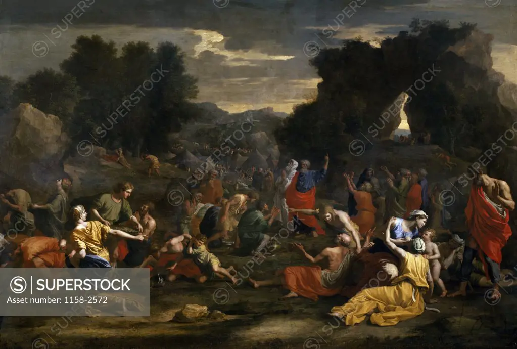Israelites Gathering Manna in Baskets by Nicolas Poussin,  (1594-1665),  Paris,  Musee du Louvre