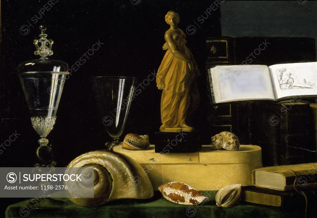 Still Life With Statuette and Shells by Sebastian Stosskopf, 1597-1657, France, Paris, Musee du Louvre