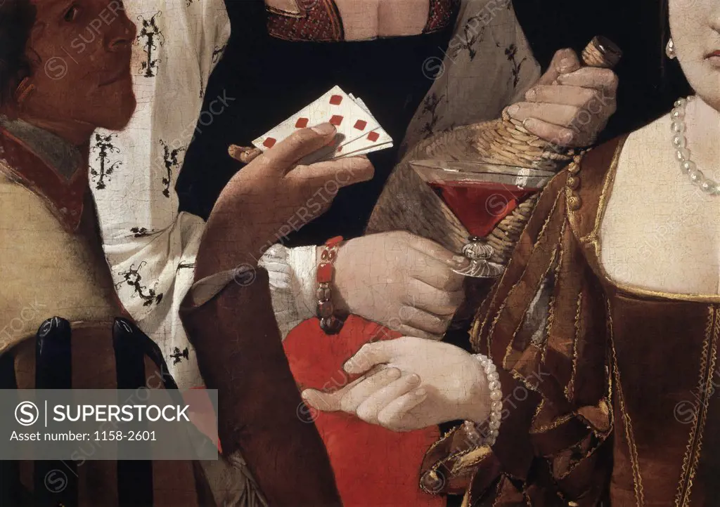 The Cheat With the Ace of Diamonds (Detail) ca. 1635 Georges de La Tour (1593-1652 French) Musee du Louvre, Paris 