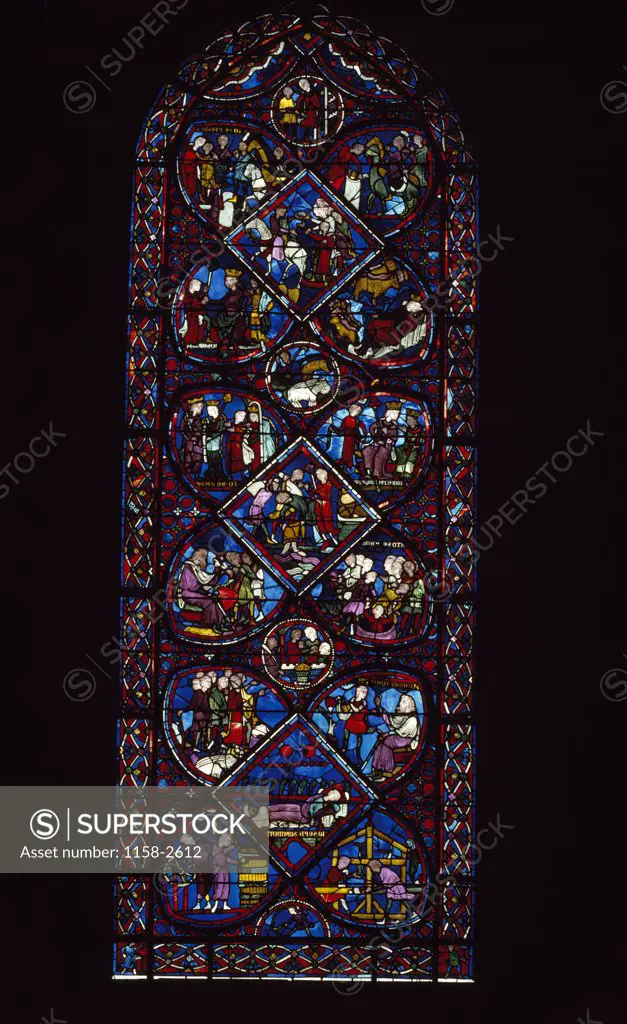 France, Centre, Bourges, Cathedral of Bourges, Story of Saint Joseph, stained glass