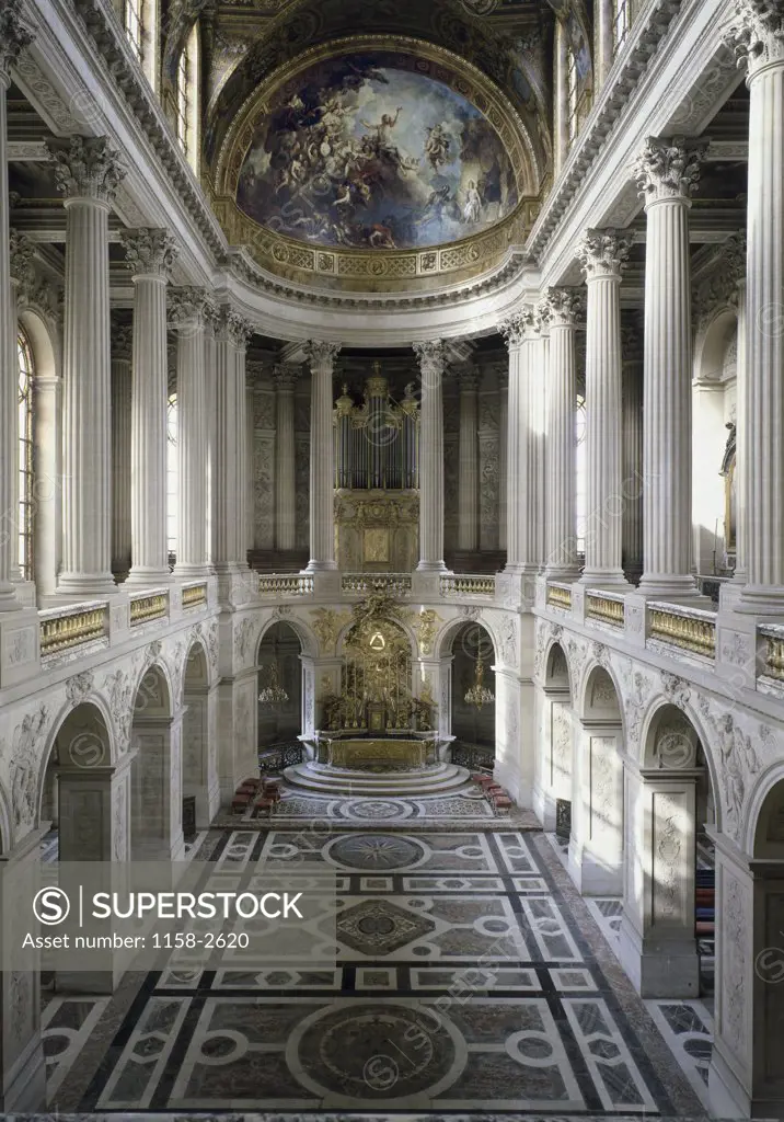 Nave of the Chapel at Versailles Interior Chateau de Versailles, France