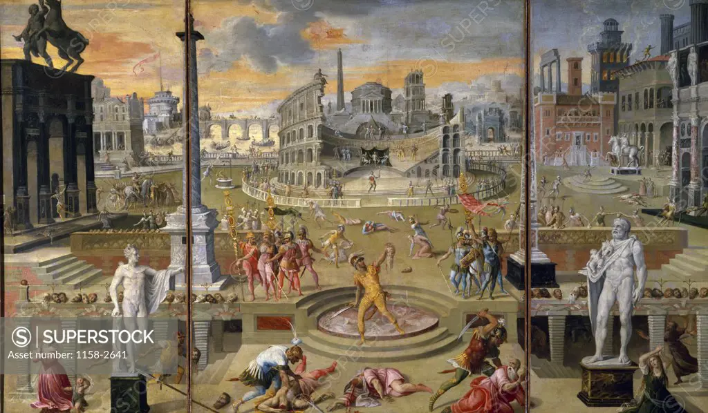 The Massacre of the Triumvirate by Antoine Caron,  (1520-1598),  Paris,  Musee du Louvre