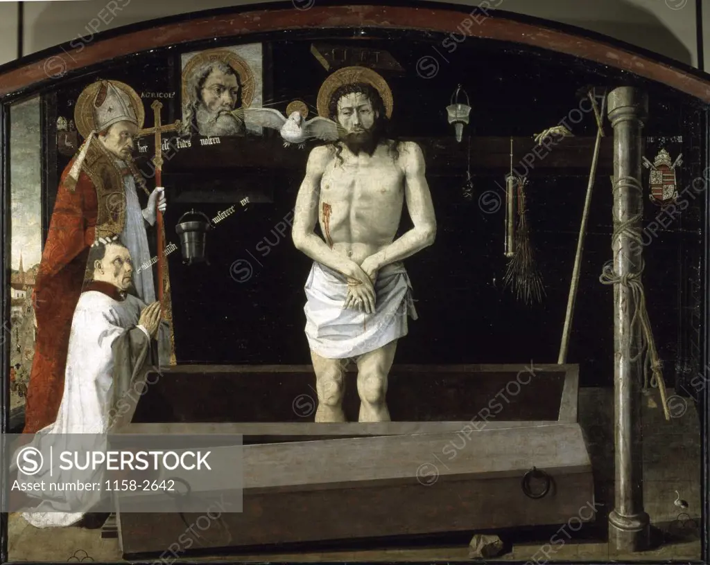 Altarpiece of Boulbon: Christ Bleeding School of Avignon (1200's-1500's French) Musee du Louvre, Paris, France 