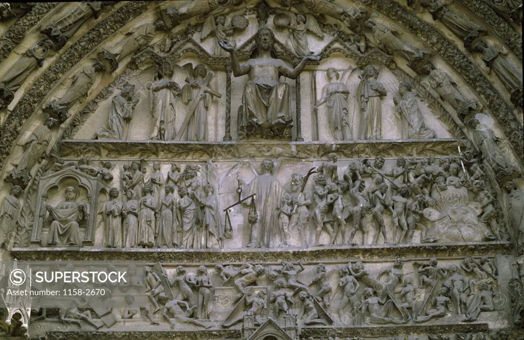 France, Centre, Bourges, Cathedral of Bourges, The Last Judgment by unknown artist
