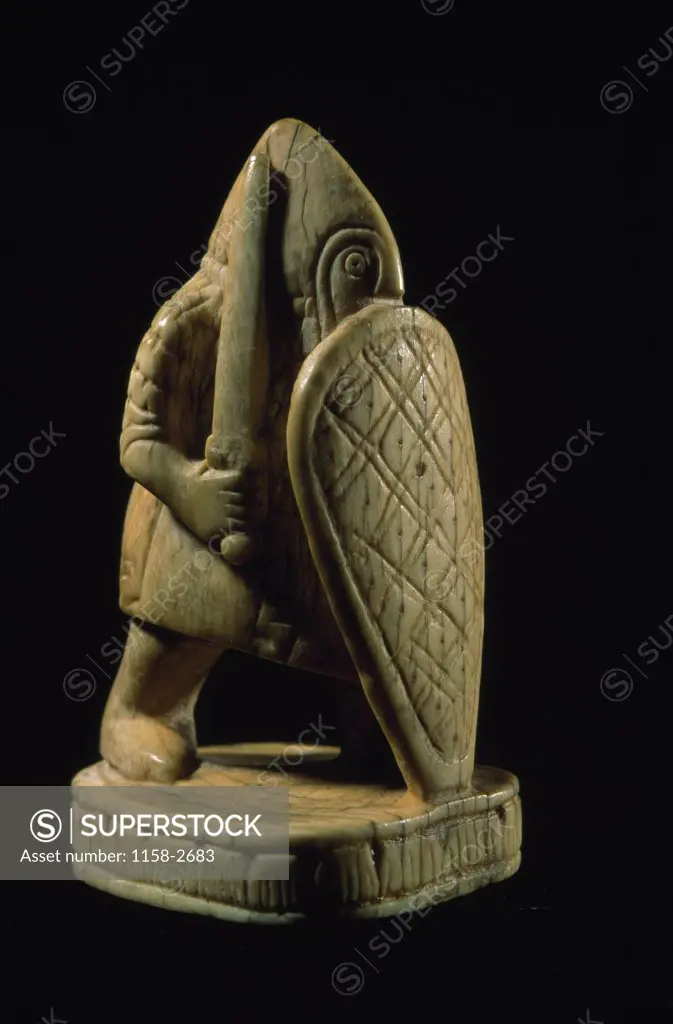 France, Paris, Bibliotheque Nationale, Statuette of warrior by unknown artist, ivory, 10th century