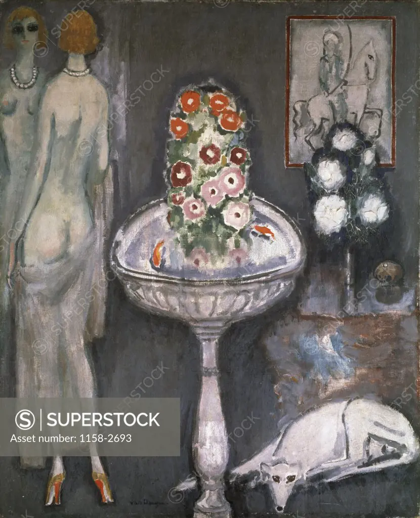 Nude With Vase And Flowers by Kees van Dongen, 1917, 1877-1968, France, Paris, Centre Georges Pompidou, Musee National d'Art Moderne