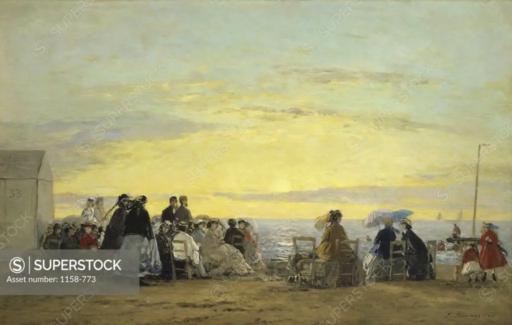 On the Beach, Sunset Eugene Louis Boudin (1824-1898/French)  Oil on canvas  Annenberg Collection, Palm Springs, California  