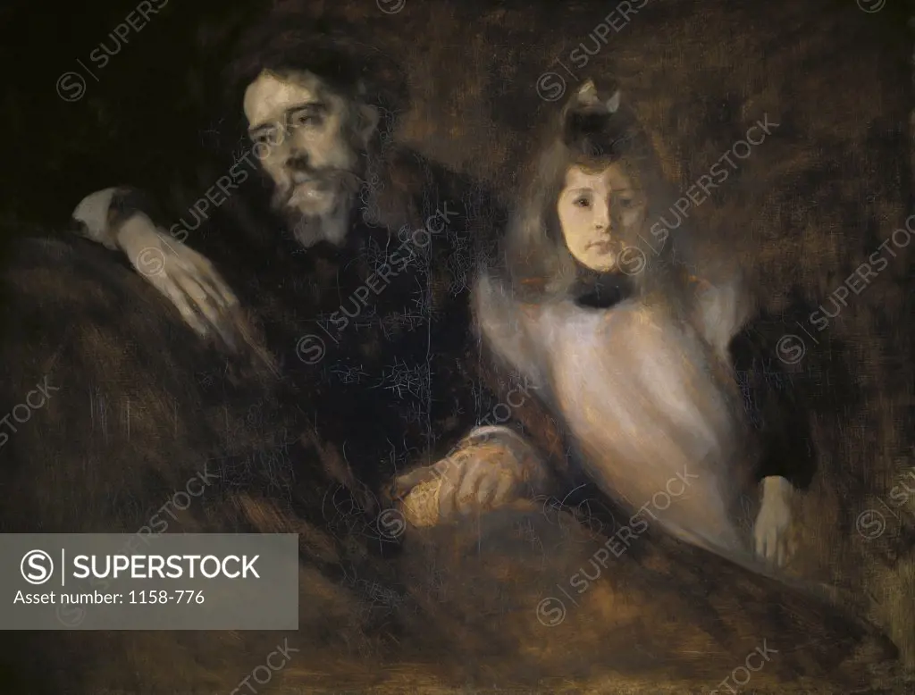 Alphonse Daudet and His Daughter Alphonse Daudet et Sa Fille 1891 Eugene Carriere 1849-1906/French Muse d'Orsay, Paris