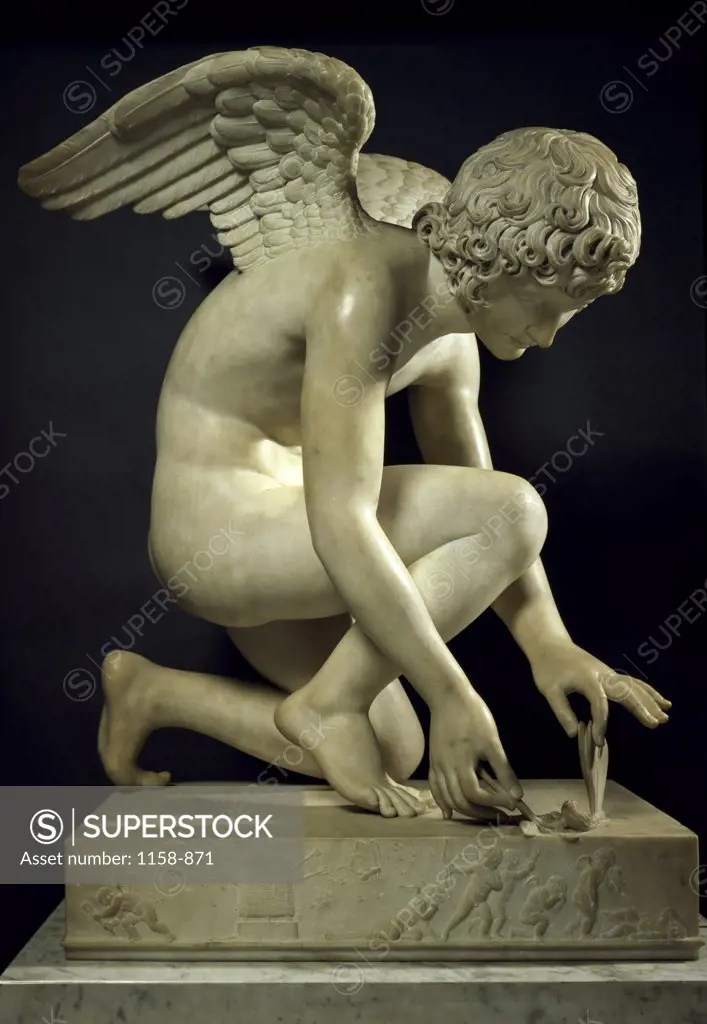 Love Catching a Butterfly  (Amour Attrapant un Papillon)  Antoine Denis Chaudet 1763-1810/French Sculpture   Musee du Louvre, Paris 
