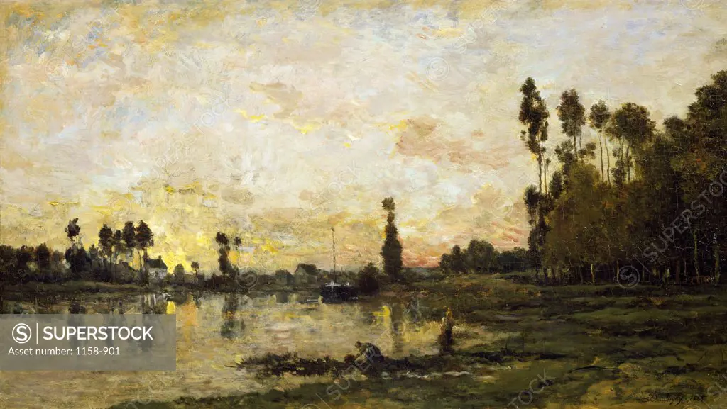 Sunset in Oise by Charles Francois Daubigny, (1817-1878), France, Paris, Musee du Louvre