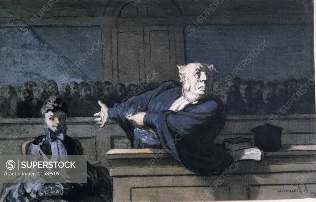 Scene at Court by Honore Daumier, (1808-1879)