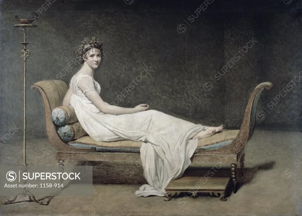 Portrait of Mrs. Recamier  (Portrait de Madame Recamier) 1800  Jacques-Louis David (1748-1825/French)  Musee du Louvre, Paris 