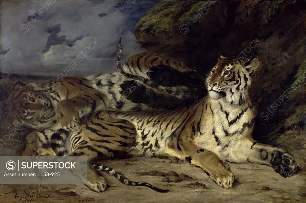 Young Tiger Playing with his Mother  1830  Eugene Delacroix (1798-1863/French)  Musee du Louvre, Paris  