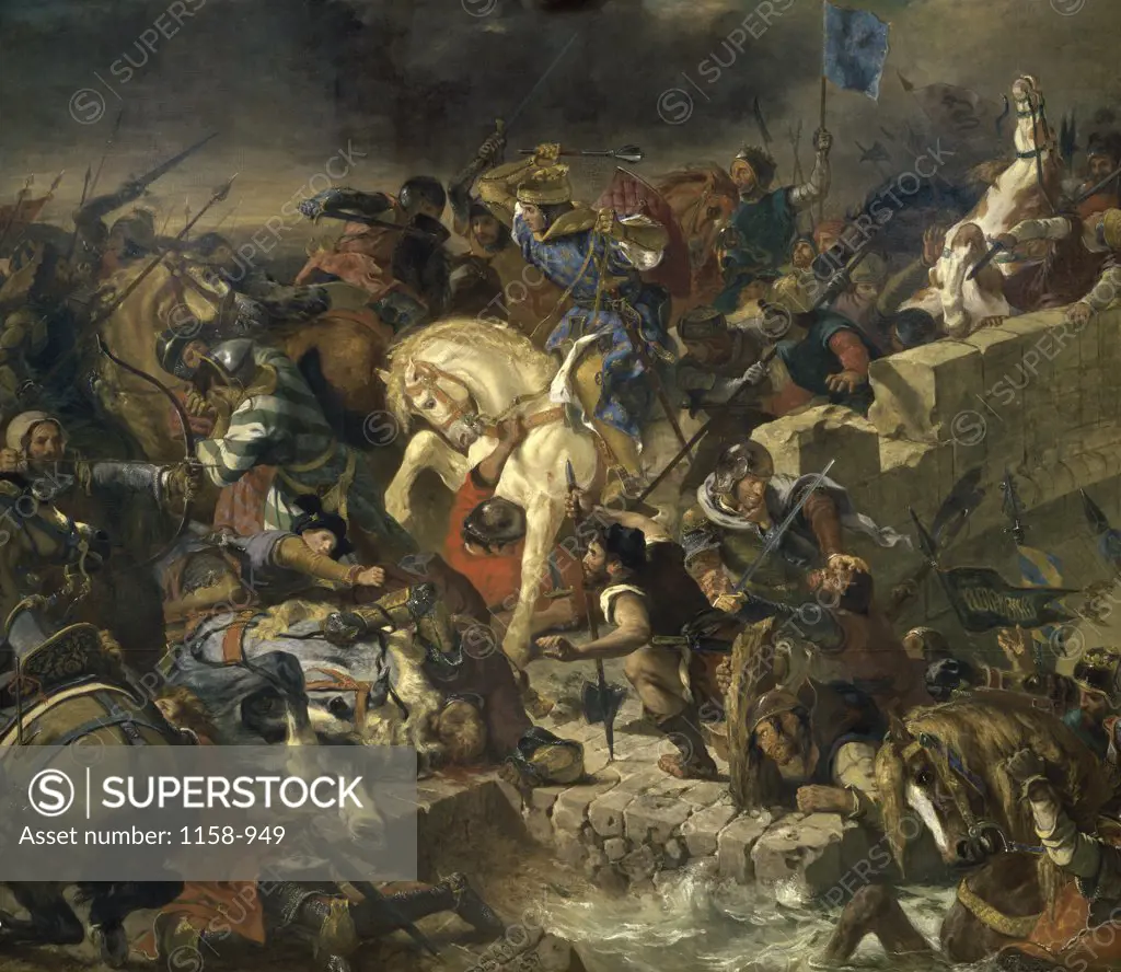 The Battle of Taillebourg  (La Bataille de Taillebourg) 1837  Eugene Delacroix (1798-1863/French)  Musee du Louvre, Paris 