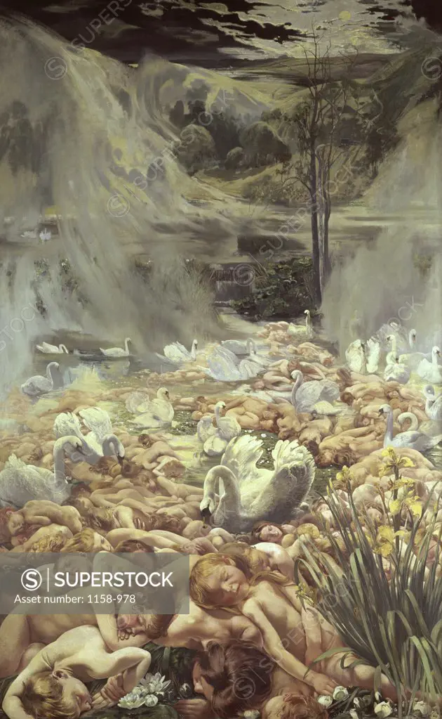 Swans or Dormant Water c. 1897-1898  Leon Frederic (1856-1940/Belgian)   