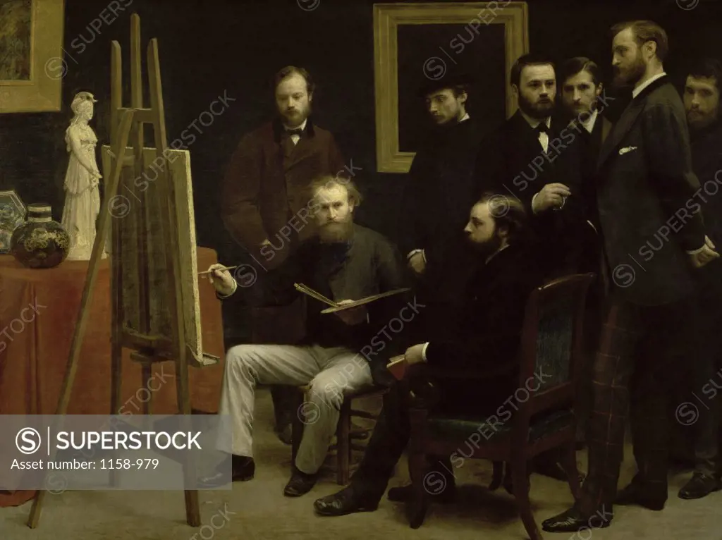 A Studio at Batignolles  (L'Atelier des Batignolles)  1870  Henri Fantin-Latour (1836-1904/French) Musee d'Orsay, Paris, France 